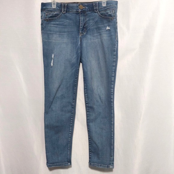 Democracy Denim - Democracy Womens 12 Jeans Ab Solution Distressed Skinny Ankle Stretch Light Wash